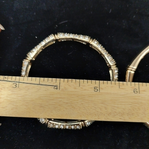 Vintage* NRO Pavé Clear Rhinestone Bracelet with 2nd Gold-tone Bracelet - Picture 9 of 12